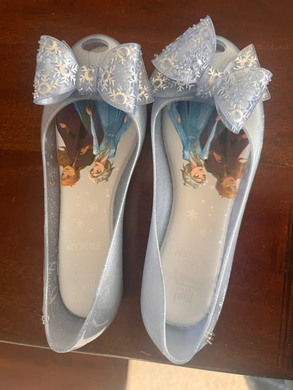 Mini Melissa Light Blue Girls Bow Slip-On Dress Shoes